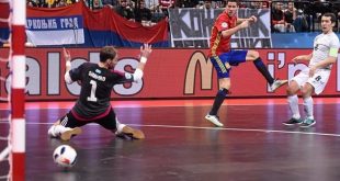 Raul Campos of Spains scored twice in Futsal Euro 2016 semfinal against Kazakhstan Photo uefa.com